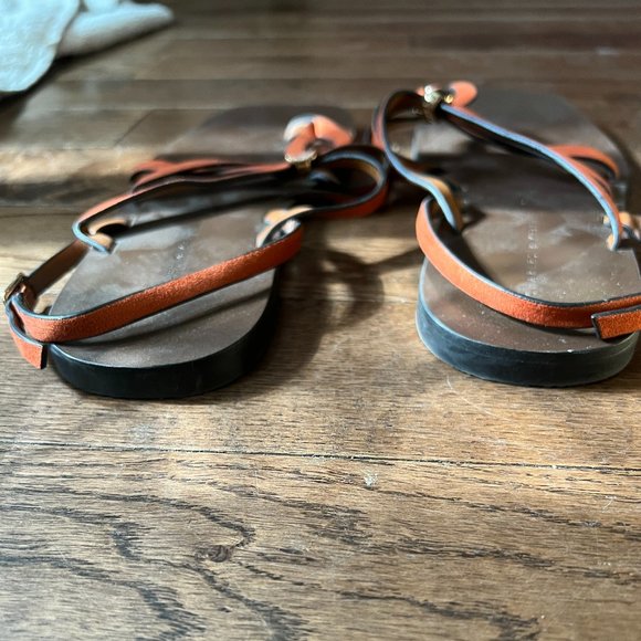 Strappy Orange Flat Sandals (US 7) - Picture 5 of 6